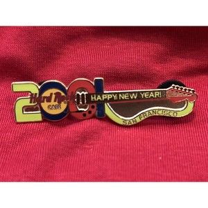 HARD ROCK CAFE PIN: SAN FRANCISCO HAPPY NEW YEAR GUITAR '2001'